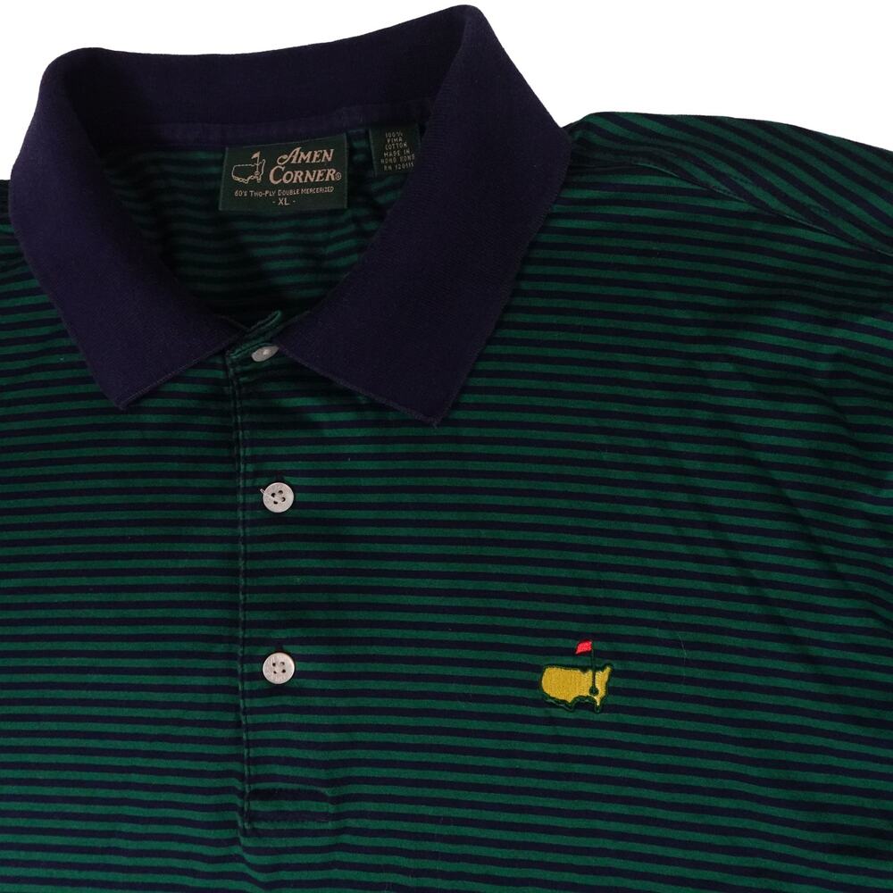 Amen Corner PIMA Cotton Masters Augusta National Striped Golf Polo Shirt Mens XL